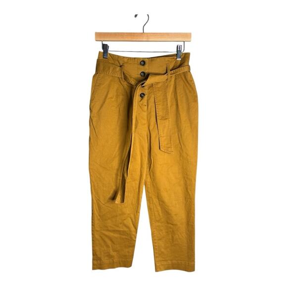 Boden Brown High Waisted Belted Button Fly Cropped Pants Size 6P - Picture 1 of 7